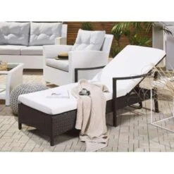 Beliani Tuinligstoel VASTO - Bruin Pe Rotan -Tuinmeubel Winkel 1000000616 0103