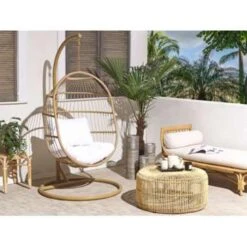Beliani Hangstoel ALBA - Beige Pe Rotan -Tuinmeubel Winkel 1000000696 0103