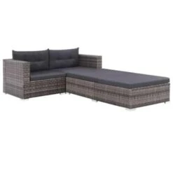 VidaXL 3-delige Loungeset Met Kussens Poly Rattan Grijs 7 VidaXL 3-delige Loungeset Met Kussens Poly Rattan Grijs -Tuinmeubel Winkel 1000002966 0101