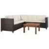 VidaXL 4-delige Loungeset Met Kussens Poly Rattan Bruin 124x65x62 Cm -Tuinmeubel Winkel 1000002977