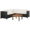 VidaXL 4-delige Loungeset Met Kussens Poly Rattan Zwart 124x65x62 Cm -Tuinmeubel Winkel 1000005384