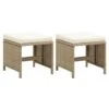 VidaXL Tuinkrukken 2 St Met Kussens Poly Rattan Beige -Tuinmeubel Winkel 1000006365