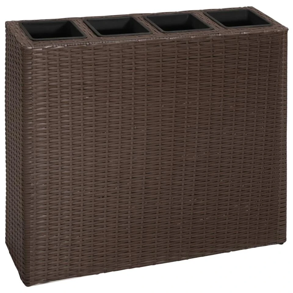 VidaXL Plantenbak Verhoogd Met 4 Potten Poly Rattan Bruin 3 VidaXL Plantenbak Verhoogd Met 4 Potten Poly Rattan Bruin
