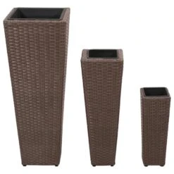 VidaXL Plantenbakken Verhoogd 3 St Poly Rattan Bruin 7 VidaXL Plantenbakken Verhoogd 3 St Poly Rattan Bruin -Tuinmeubel Winkel 1000011637 0101