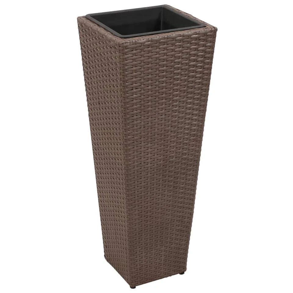 VidaXL Plantenbakken Verhoogd 3 St Poly Rattan Bruin 6 VidaXL Plantenbakken Verhoogd 3 St Poly Rattan Bruin - Afbeelding 4