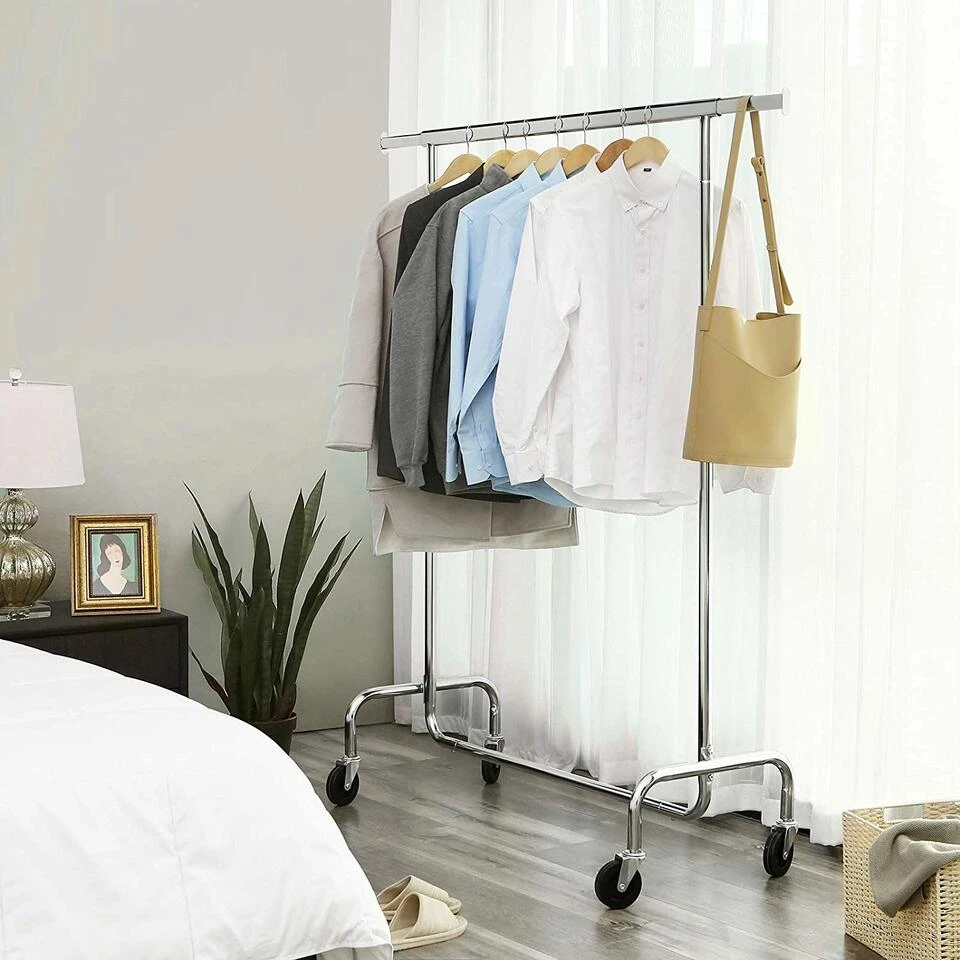 O'DADDY® Kledingrek Op 4 Grote Wielen - Tot 130 Kg Stabiel - RVS 4 O'DADDY® Kledingrek Op 4 Grote Wielen - Tot 130 Kg Stabiel - RVS - Afbeelding 2