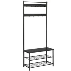 O'DADDY® Kapstok Staand - Schoenenrek - 9 Haken - 70x32x175 - Darkgrey