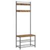 O'DADDY® Kapstok Staand Met Schoenenrek - 9 Haken - 70x32x175 - Bruin -Tuinmeubel Winkel 1000012492