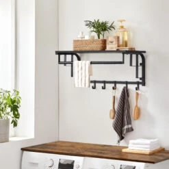 O'DADDY® Wandkapstok – Kapstok Met 5 Haken - 66x30x27cm - Donkergrijs -Tuinmeubel Winkel 1000012495 0101