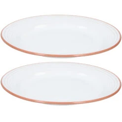 Tuinmeubel Winkel 17 Jamie Oliver Dinerborden - 2 Stuks - Wit Met Oranje - Keramiek