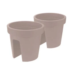 Merkloos Balkon Plantenpot - Taupe - Kunststof - 28 X 25 Cm -Tuinmeubel Winkel 1000013285 0102