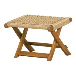 WOOOD Tuinvoetenbank Ruit Lois - Hout - Naturel - 34x45x44 -Tuinmeubel Winkel 1000013725 0102