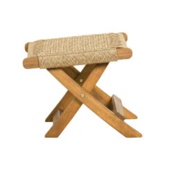 WOOOD Tuinvoetenbank Ruit Lois - Hout - Naturel - 34x45x44 -Tuinmeubel Winkel 1000013725 0103