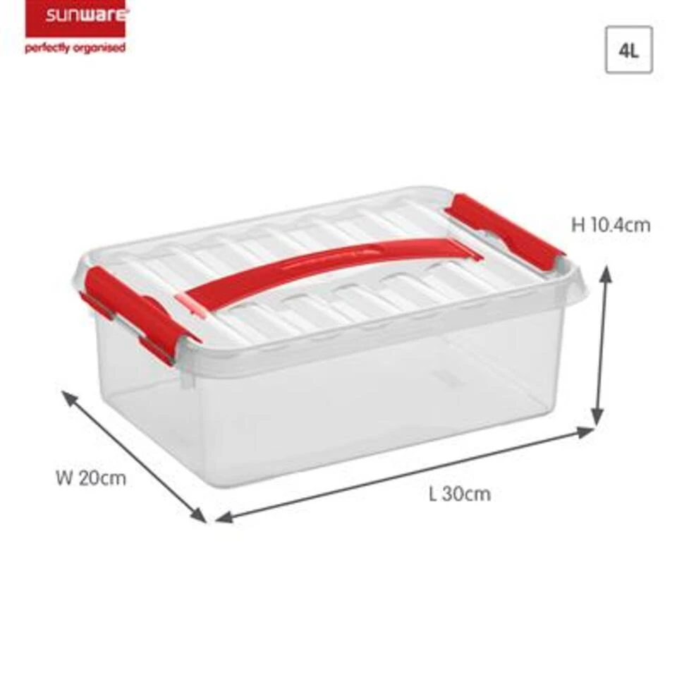 Q-line Opbergbox 4L Transparant Rood 4 Q-line Opbergbox 4L Transparant Rood - Afbeelding 2