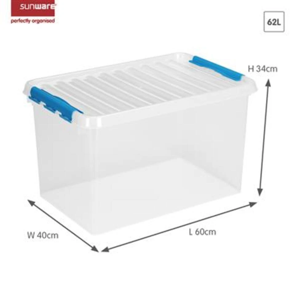 Q-line Opbergbox 62L Transparant Blauw 4 Q-line Opbergbox 62L Transparant Blauw - Afbeelding 2