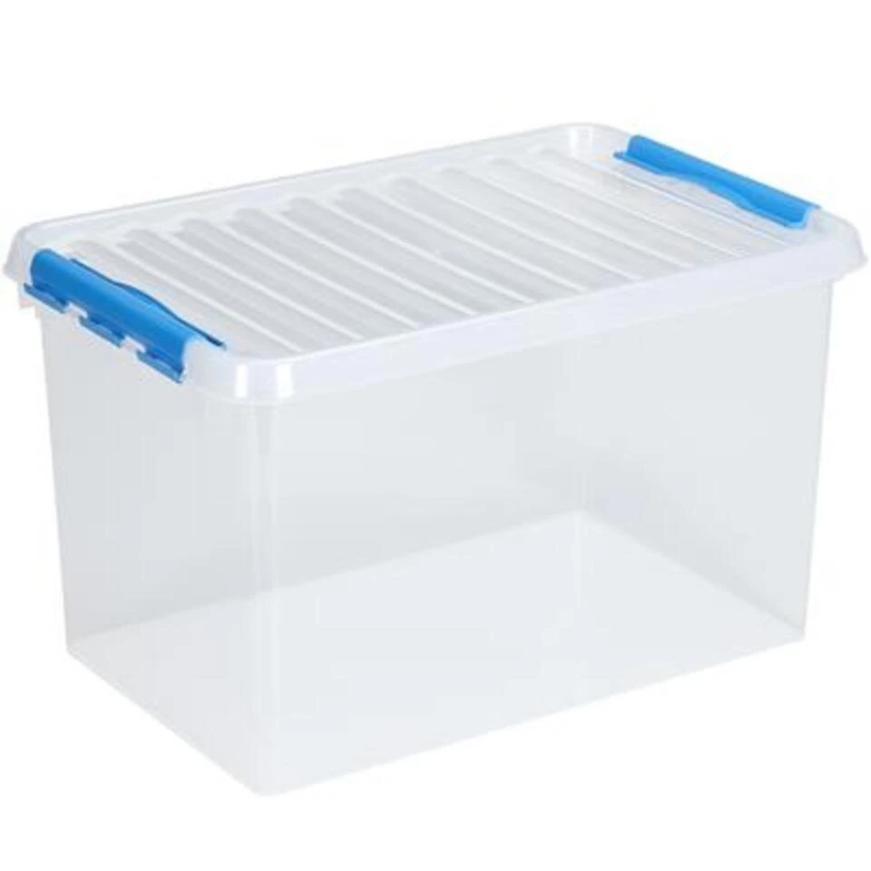 Q-line Opbergbox 62L Transparant Blauw 3 Q-line Opbergbox 62L Transparant Blauw