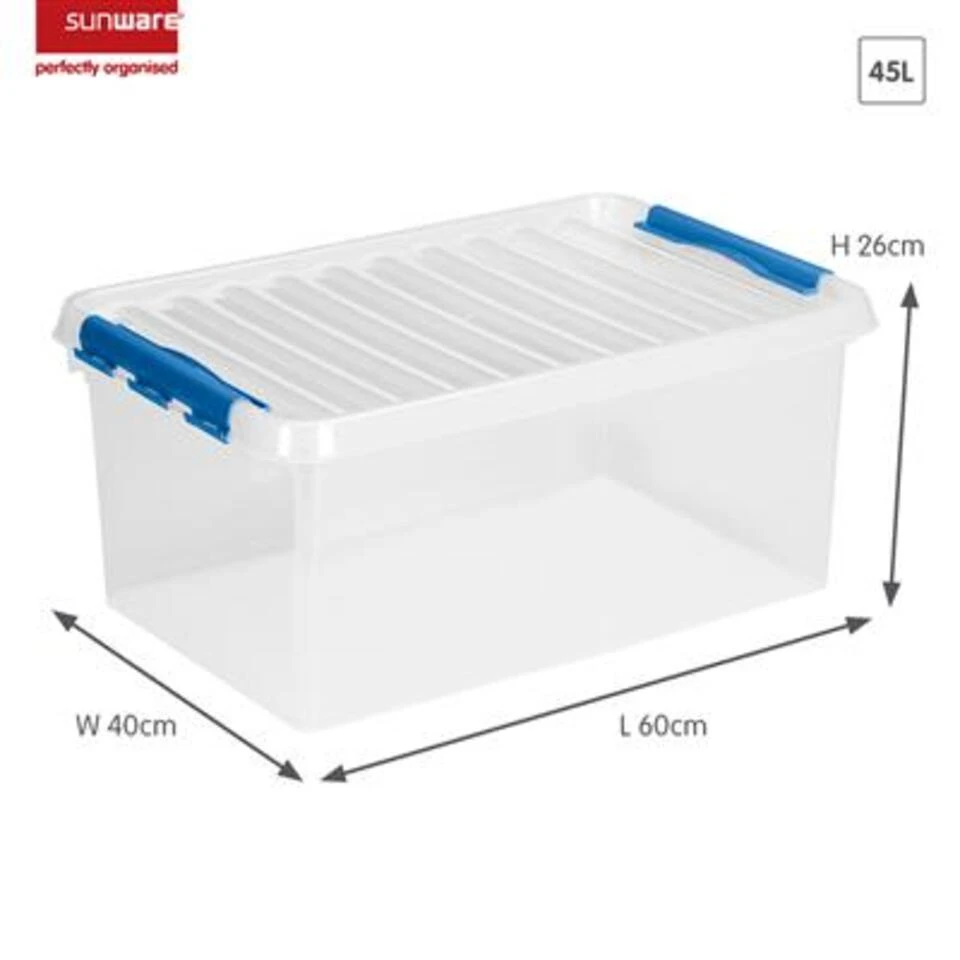 Q-line Opbergbox 45L Transparant Blauw 4 Q-line Opbergbox 45L Transparant Blauw - Afbeelding 2
