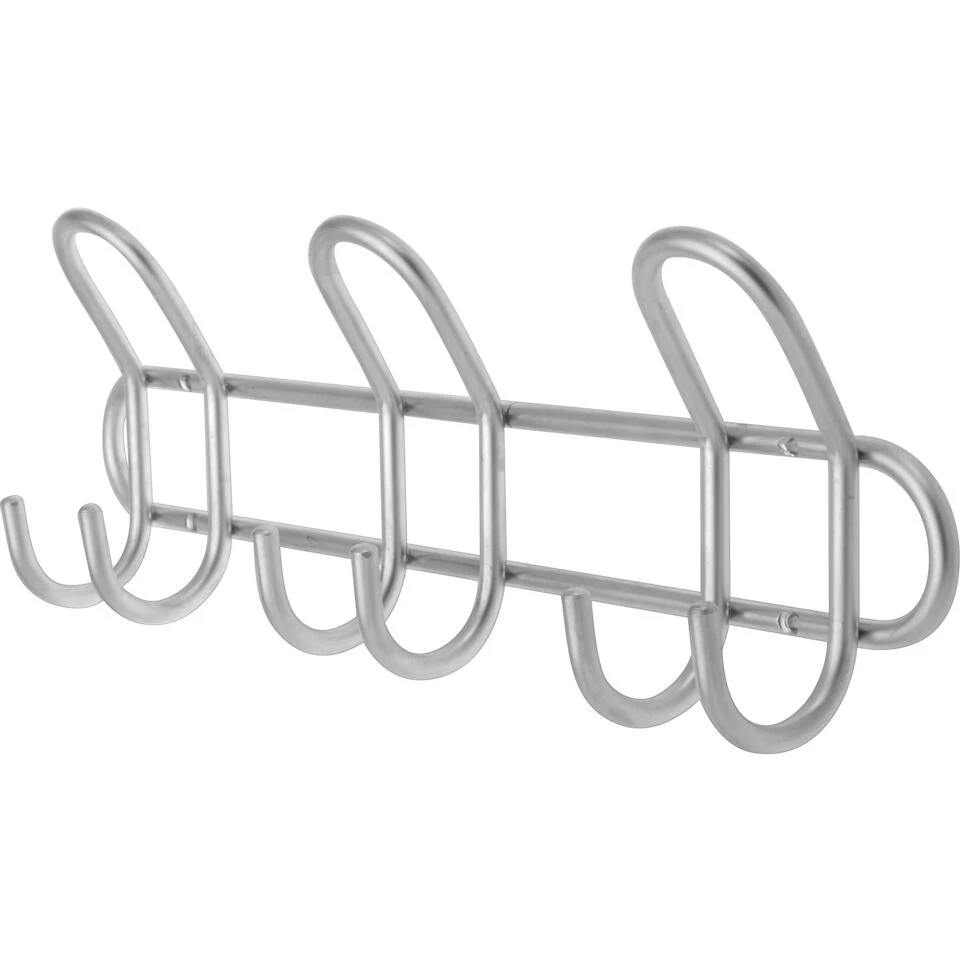 Merkloos Kapstok - Zilverkleurig - 6-haaks - Metaal - 40 Cm 4 Merkloos Kapstok - Zilverkleurig - 6-haaks - Metaal - 40 Cm - Afbeelding 2