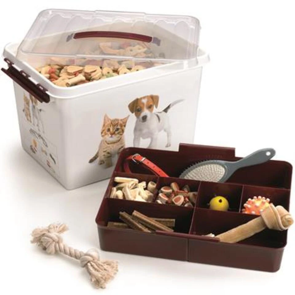 Q-line Huisdieren Opbergbox Met Inzet 22L Wit Bordeaux 5 Q-line Huisdieren Opbergbox Met Inzet 22L Wit Bordeaux - Afbeelding 3