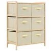 VidaXL Opbergmeubel Met 6 Stoffen Manden Cederhout Beige 1 VidaXL Opbergmeubel Met 6 Stoffen Manden Cederhout Beige -Tuinmeubel Winkel 1000026876