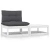 VidaXL 2-delige Loungeset Met Kussens Massief Grenenhout Wit -Tuinmeubel Winkel 1000035714