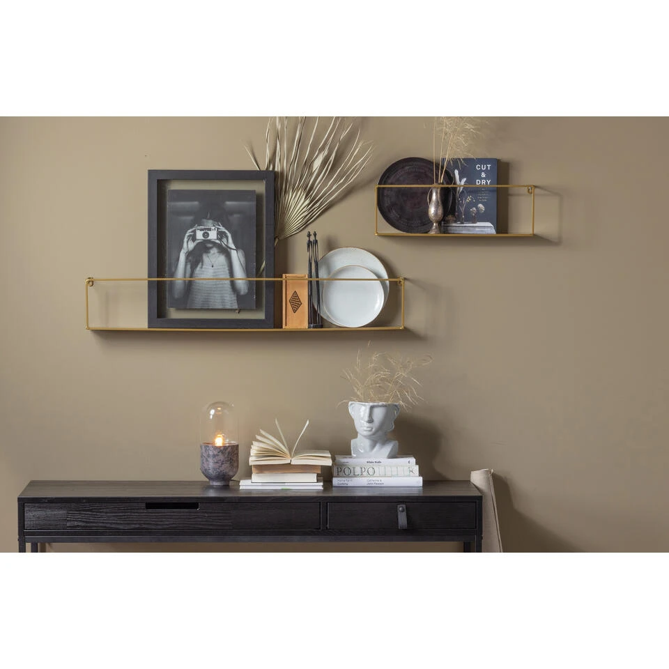 WOOOD Meert Wandplank - Metaal - Goud - 16x100x8 6 WOOOD Meert Wandplank - Metaal - Goud - 16x100x8 - Afbeelding 4