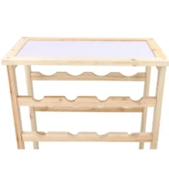 Merkloos Wijnrek - Hout - Voor 16 Flessen - 46 X 23 X 55 Cm -Tuinmeubel Winkel 1000039926 0103