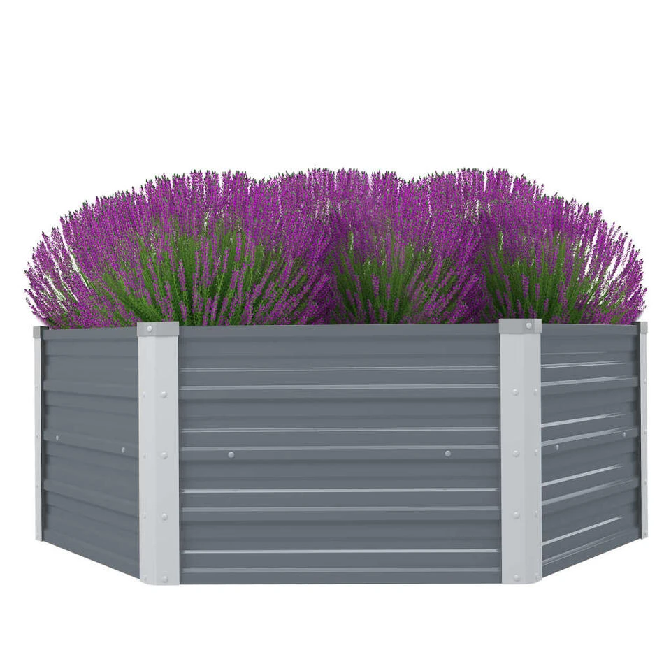 VidaXL Plantenbak Verhoogd 129x129x46 Cm Gegalvaniseerd Staal Grijs 3 VidaXL Plantenbak Verhoogd 129x129x46 Cm Gegalvaniseerd Staal Grijs
