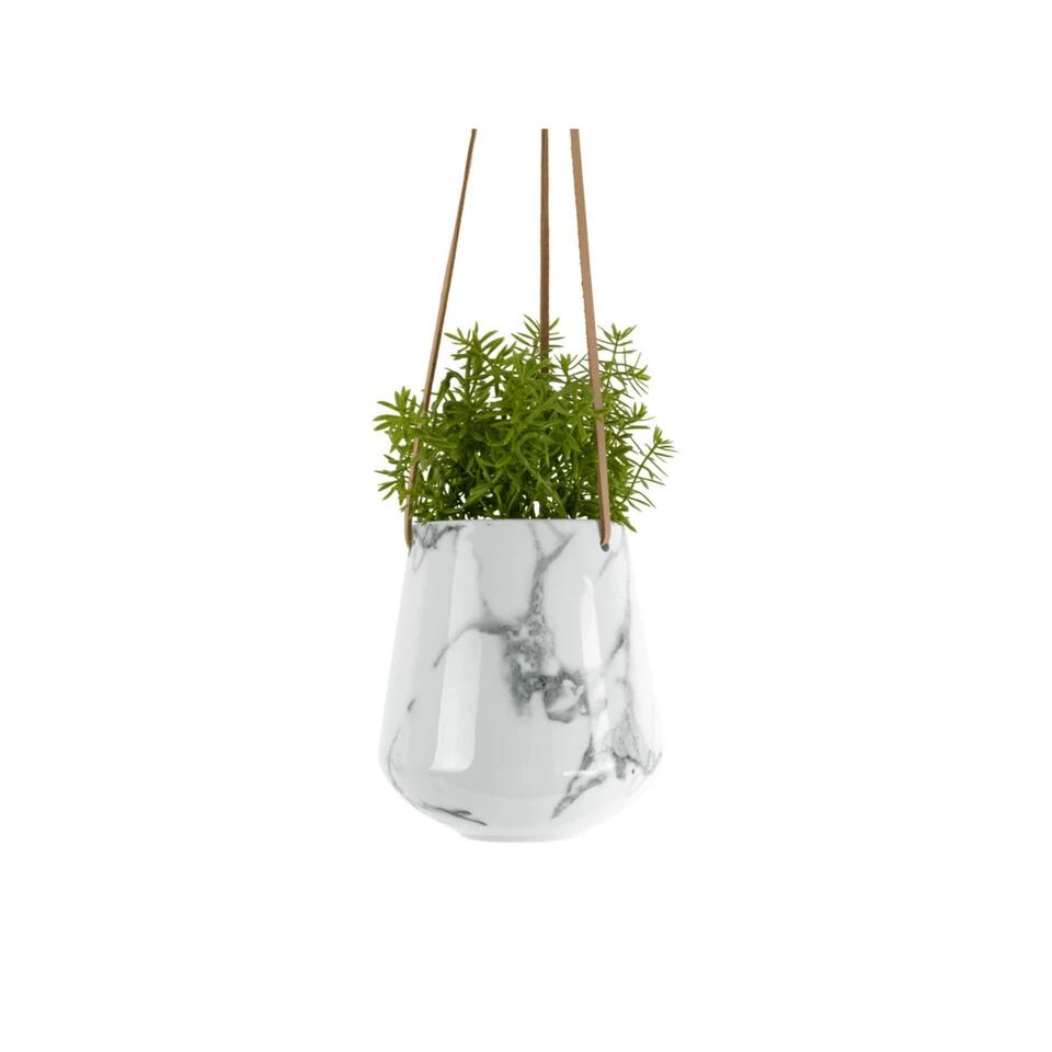 PRESENT TIME Hangende Plantenpot Skittle - Medium - Marmerprint Wit - Ø13,5x15cm 6 PRESENT TIME Hangende Plantenpot Skittle - Medium - Marmerprint Wit - Ø13,5x15cm - Afbeelding 4
