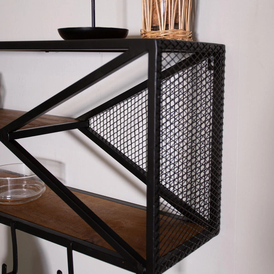 Industrieel Wandrek Maggie Mangohout Metaal 80x44 Cm 21,50x80x44 Cm 4 Industrieel Wandrek Maggie Mangohout Metaal 80x44 Cm 21,50x80x44 Cm - Afbeelding 2