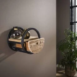 Hoyz - Wandschap Circular - Ø30 - Met Lade - Hout - Bruin -Tuinmeubel Winkel 1000042648 0102