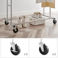 O’DADDY® Kledingrek Dubbel - 4 Wielen - Tot 110kg - Garderoberek - RVS 8 O’DADDY® Kledingrek Dubbel - 4 Wielen - Tot 110kg - Garderoberek - RVS -Tuinmeubel Winkel 1000042970 0102