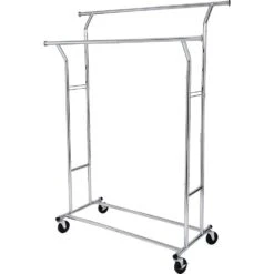 O’DADDY® Kledingrek Dubbel - 4 Wielen - Tot 110kg - Garderoberek - RVS