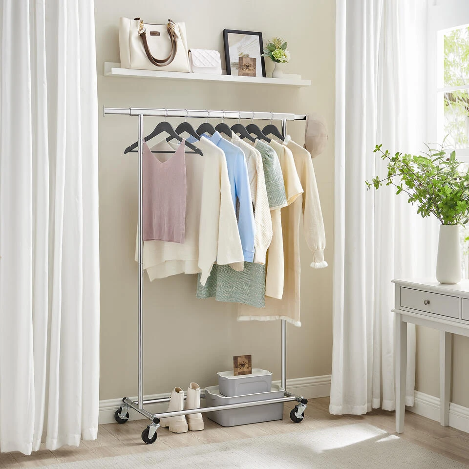 O’DADDY® Kledingrek 4 Wielen – Stabiel Tot 90kg - Garderoberek - RVS 6 O’DADDY® Kledingrek 4 Wielen – Stabiel Tot 90kg - Garderoberek - RVS - Afbeelding 4