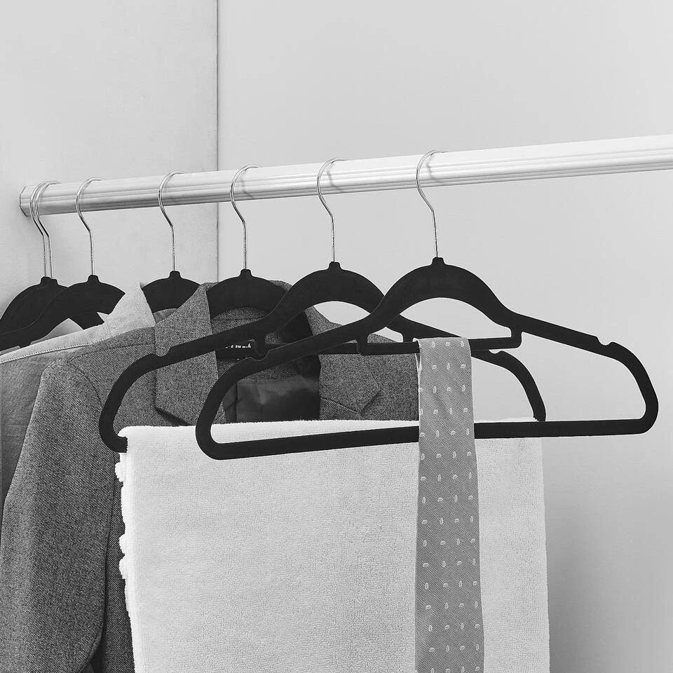 ACAZA Set Van 50 Anti-slip Kleerhangers, Fluweel, Zwart 4 ACAZA Set Van 50 Anti-slip Kleerhangers, Fluweel, Zwart - Afbeelding 2