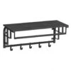 ACAZA Kapstok Met Plank, Wandkapstok, 5 Haken In Metaal En Hout, 66cm, Zwart -Tuinmeubel Winkel 1000047026