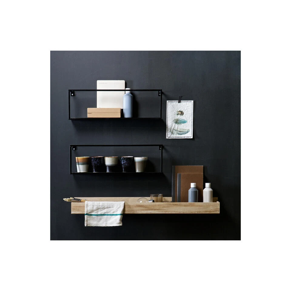 WOOOD Meert Wandplank 50 Cm - Metaal - Zwart - Set Van 2 5 WOOOD Meert Wandplank 50 Cm - Metaal - Zwart - Set Van 2 - Afbeelding 3