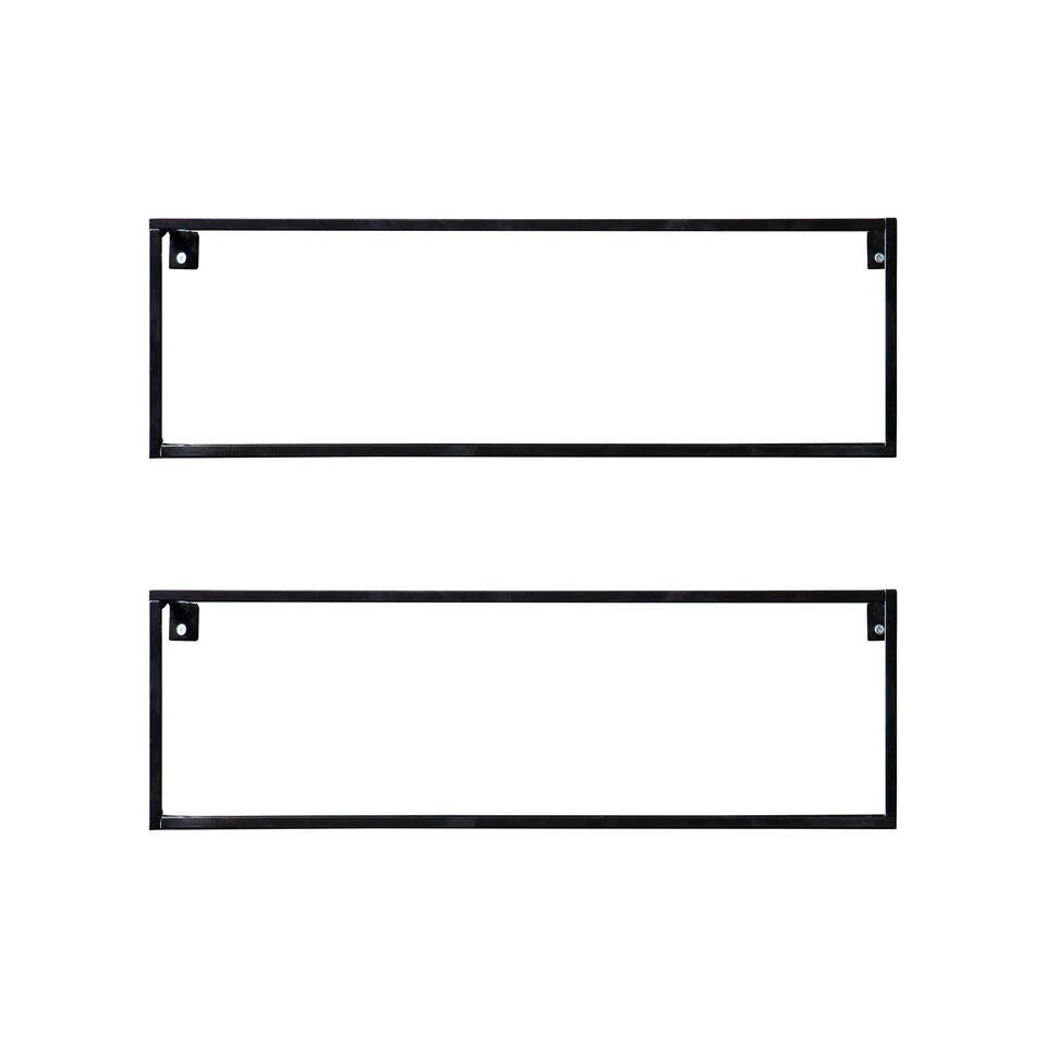 WOOOD Meert Wandplank 50 Cm - Metaal - Zwart - Set Van 2 6 WOOOD Meert Wandplank 50 Cm - Metaal - Zwart - Set Van 2 - Afbeelding 4