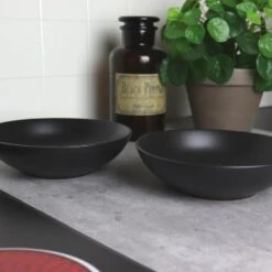 Orange85 Bord 6 Stuks Diep - Soepborden - Zwart Mat Diameter 20,5cm Aardewerk -Tuinmeubel Winkel 1000049529 0110