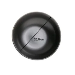 Orange85 Bord 6 Stuks Diep - Soepborden - Zwart Mat Diameter 20,5cm Aardewerk -Tuinmeubel Winkel 1000049529 0111