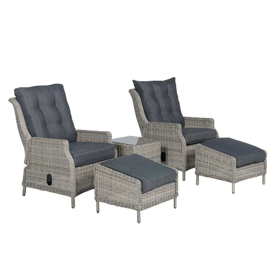 Garden Impressions Santa Rosa Tuinstoel + Voetenbank+bijzettafel 3 Garden Impressions Santa Rosa Tuinstoel + Voetenbank+bijzettafel