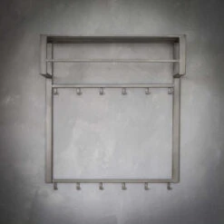 Giga Meubel Wandkapstok 12-Haaks - Staal - Met Hoedenplank En Roede -Tuinmeubel Winkel 1000052655 0102