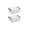 Q-line Opbergbox 25L - Set Van 2 - Transparant/grijs -Tuinmeubel Winkel 1000052821