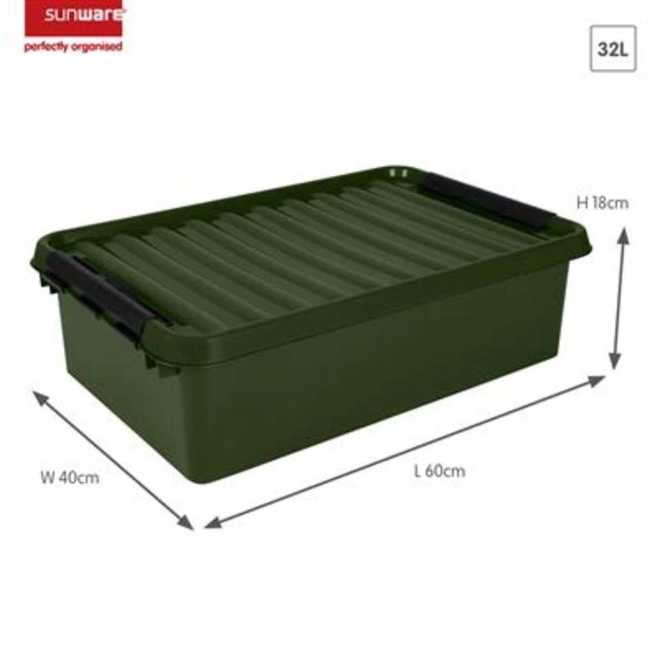 Q-line Opbergbox Recycled 32L Groen Zwart 4 Q-line Opbergbox Recycled 32L Groen Zwart - Afbeelding 2