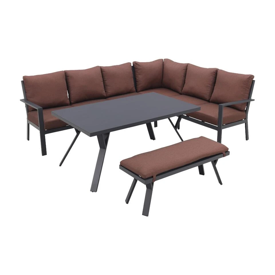 GI Sergio Lounge Dining Set Rechts - Black/Copper - 4-delig 3 GI Sergio Lounge Dining Set Rechts - Black/Copper - 4-delig