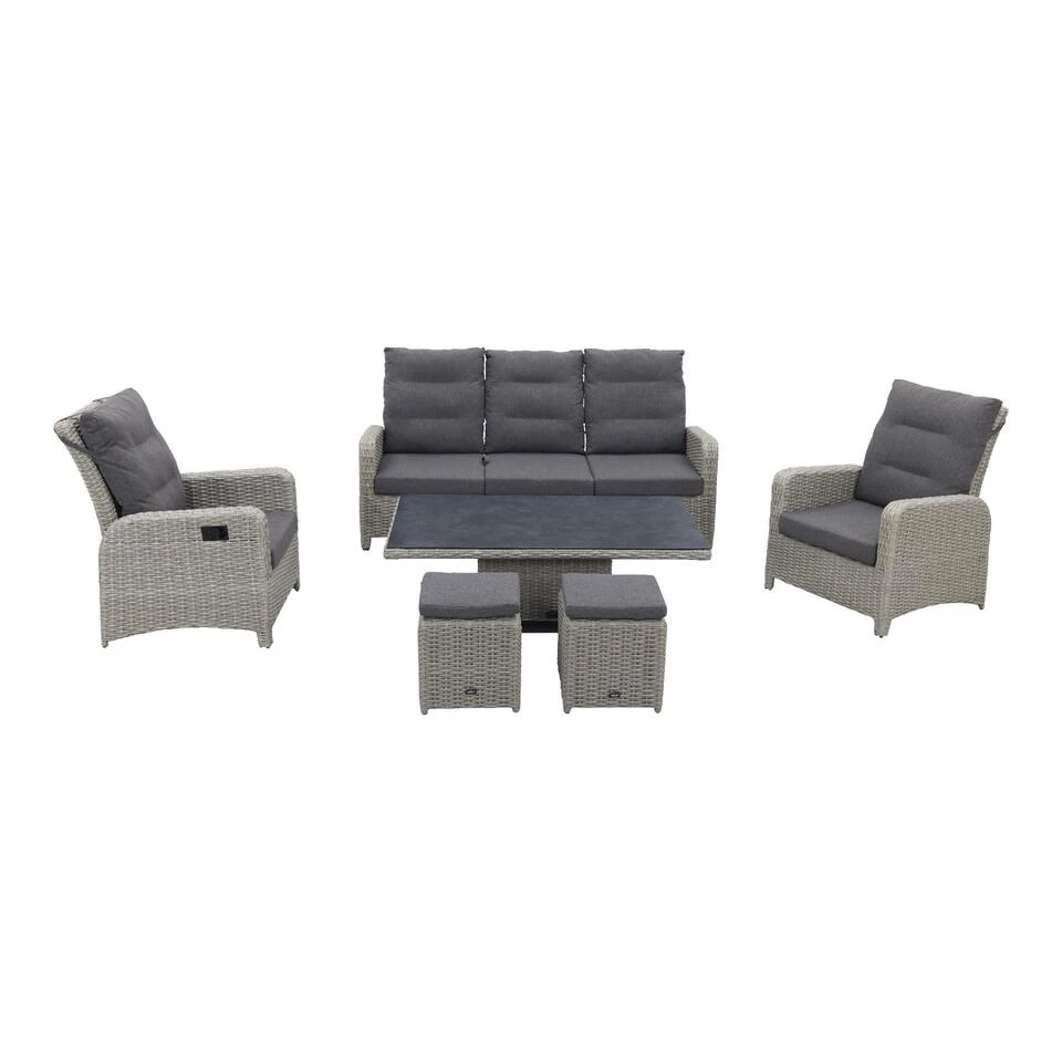 VDG Verstelbare Loungeset Hollywood Met Bijzetkrukjes- White Grey 3 VDG Verstelbare Loungeset Hollywood Met Bijzetkrukjes- White Grey