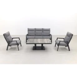 VDG Azoren/Jersey Stoel- 3-zitsbank Loungeset Verstelbaar - Antraciet -Tuinmeubel Winkel 1000054952 0101