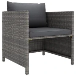 VidaXL 4-delige Loungeset Met Kussens Poly Rattan Grijs -Tuinmeubel Winkel 1000056399 0105