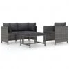 VidaXL 4-delige Loungeset Met Kussens Poly Rattan Grijs -Tuinmeubel Winkel 1000056399