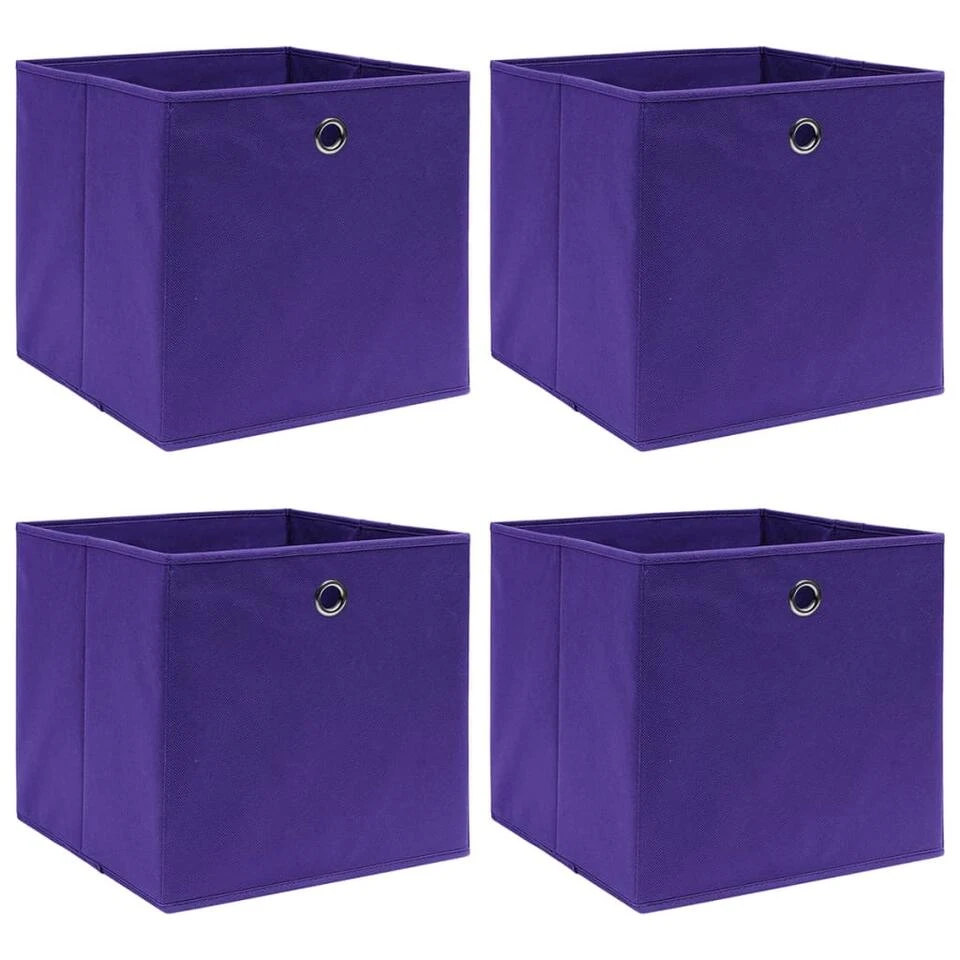 VidaXL Opbergboxen 4 St 28x28x28 Cm Nonwoven Stof Paars 3 VidaXL Opbergboxen 4 St 28x28x28 Cm Nonwoven Stof Paars